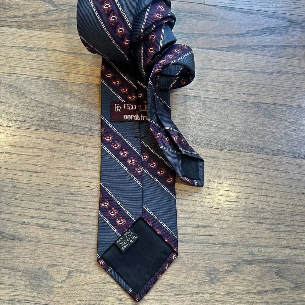 Ferrell Reed for Nordstrom Paisley Necktie Silk Striped Classic‎